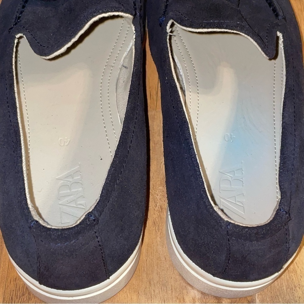 Zara Athletic Tasseled Suede Leather Loafers Size 40 EU - Picture 7 of 10